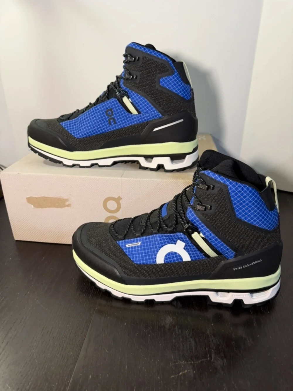 On Cloudalpine Waterproof Hiking Boots Sneakers Cobalt Limelight Men Size 10.5M